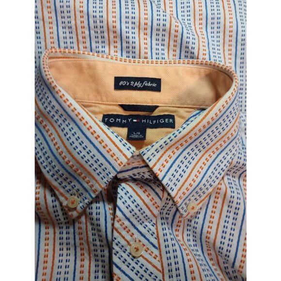 Tommy Hilfiger Shirt Men's Large Orange Button Front Long Sleeve 80s 2 ply‎ - Picture 6 of 9